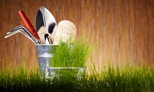 Local lawn maintenance work in a shaded Archway backyard